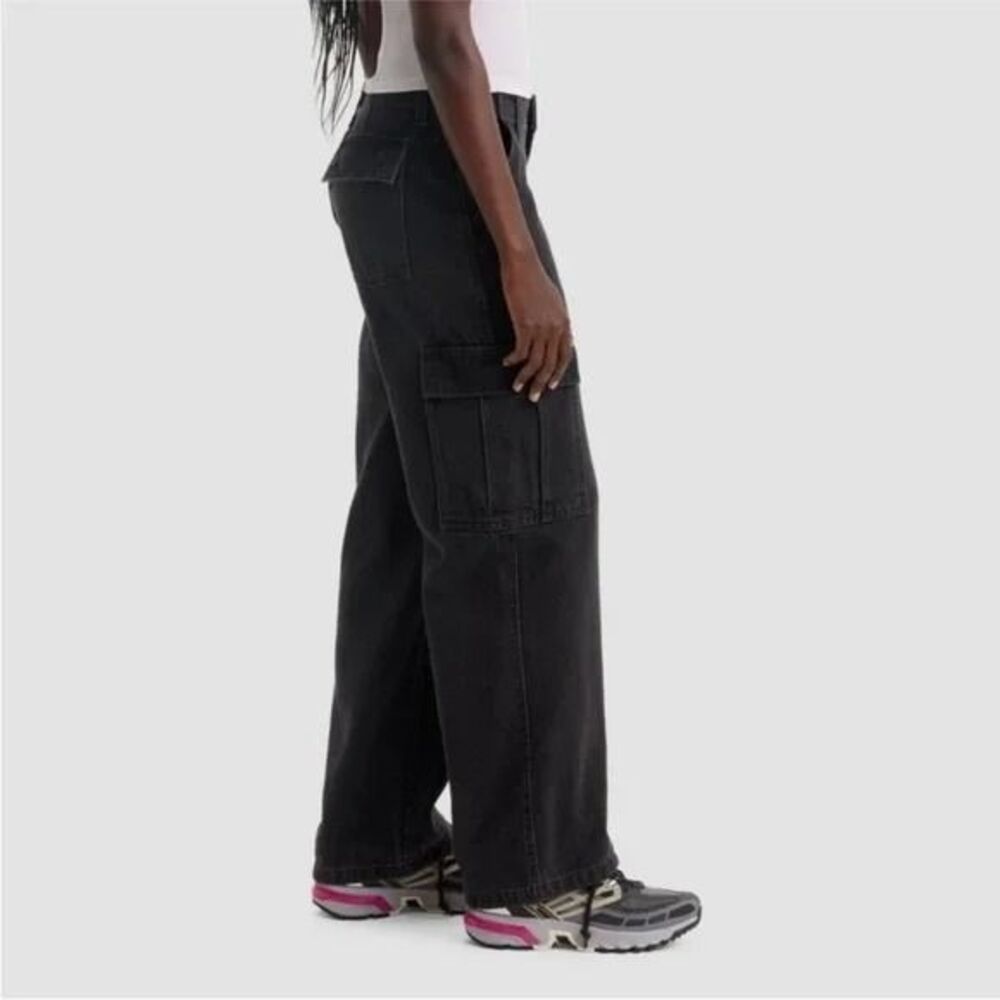 Levi's 94 Baggy High-Rise Washed Black Cargo Washed Black Straight Leg Jeans 31
